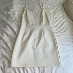 White Bodycon Low V Dress